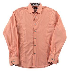 Rosso Milano Italy Dress Shirt Mens 15.5 Modern Fit Peach Button Down Formal